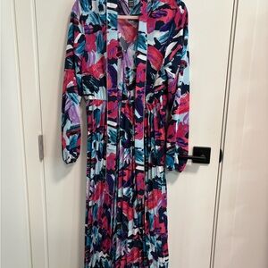 SHEIN Purple, Teal & Black Abstract Brushstroke Dress
